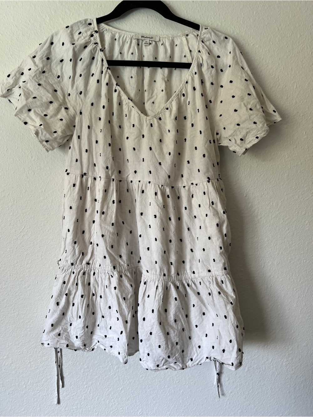 Madewell Cotton-Linen Lorelei Mini Dress in Clip‎ Dot Size Medium - Picture 2 of 5
